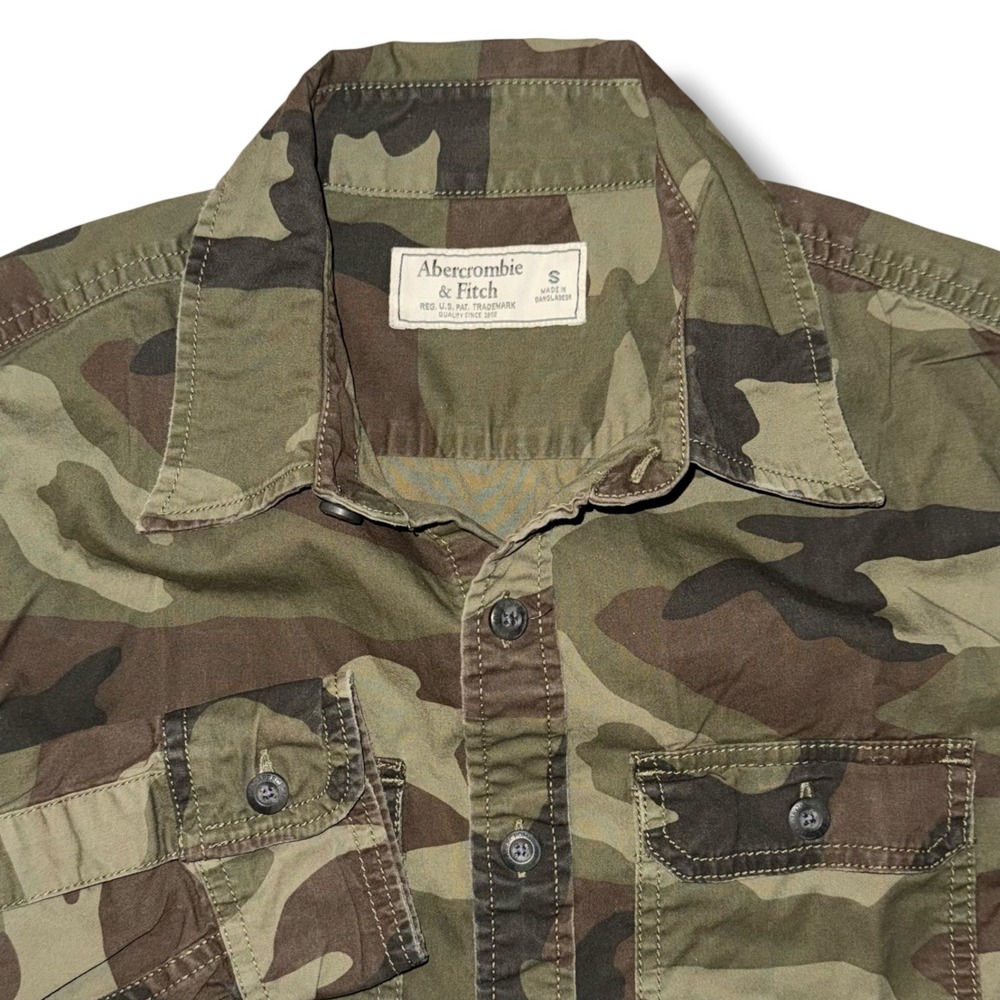 Abercrombie & Fitch Mens Camo Long Sleeve Button Down Shirt Small Green Brown